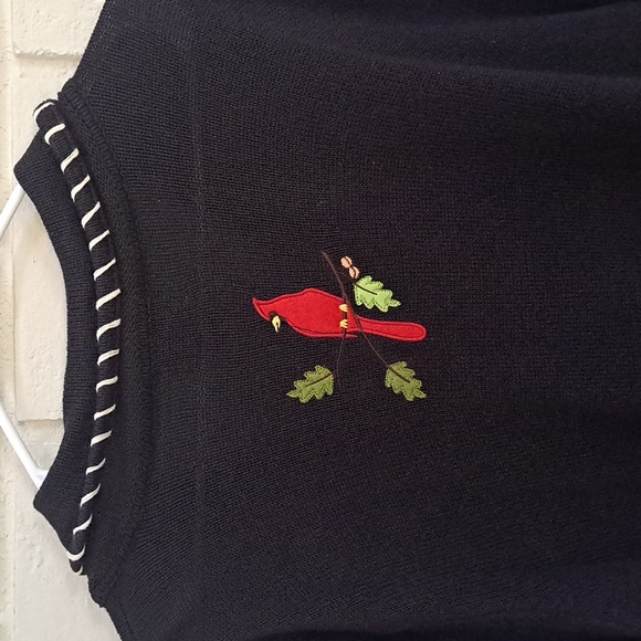 Breckenridge Black Embroidered Red Cardinal Zip Up Sweater. Size XL - Picture 8 of 10